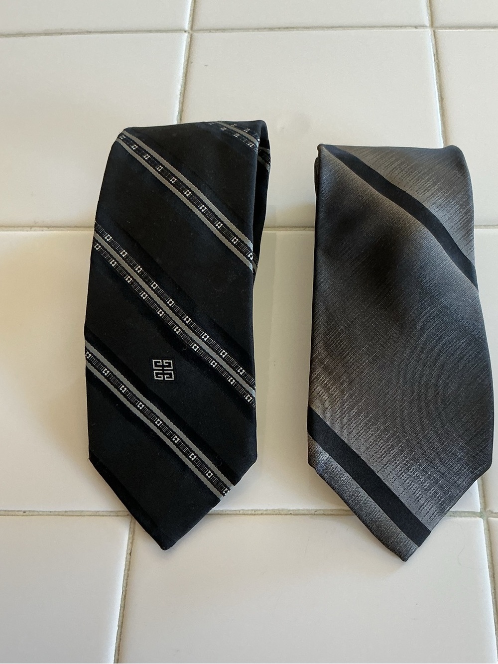 Givenchy Vintage Bundle Of 2 Striped and Patterned Logo Neckties